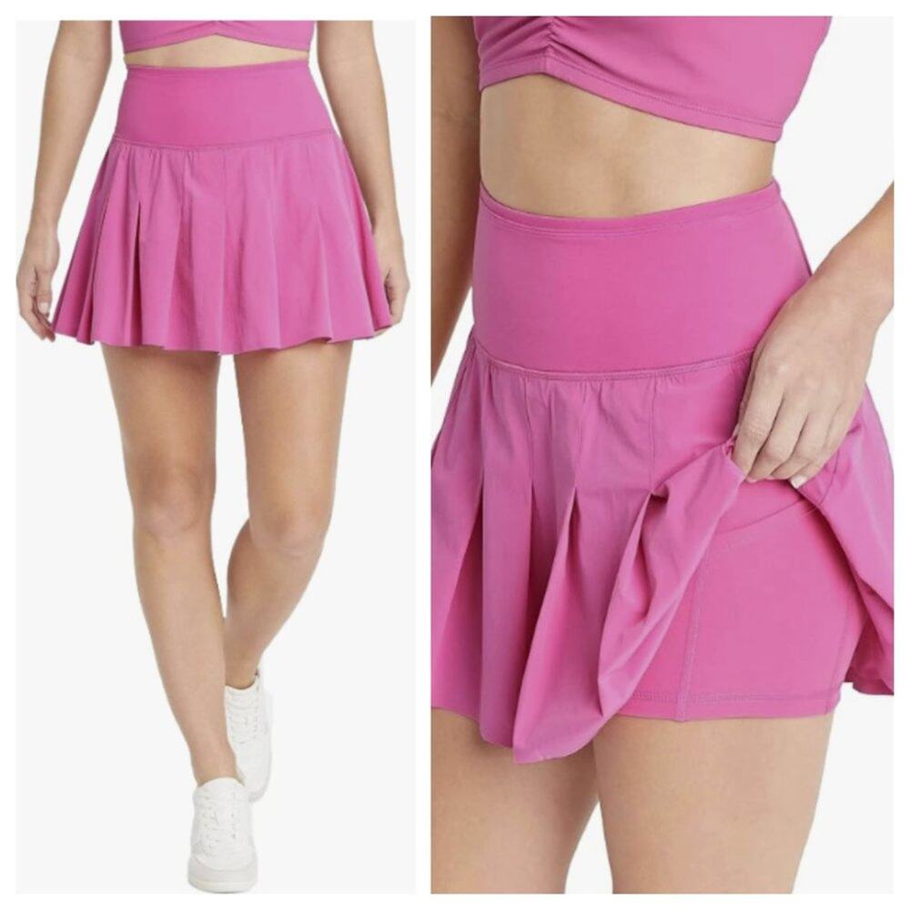 JoyLab Women's High Rise Pleated Skorts Berry Pink Size XL